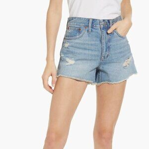 Madewell Relaxed Denim Shorts in Renfield Wash Distressed Cutoffs Size 27 NWT